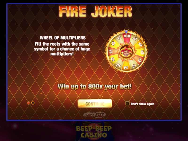 Characteristics of the game Fire Joker